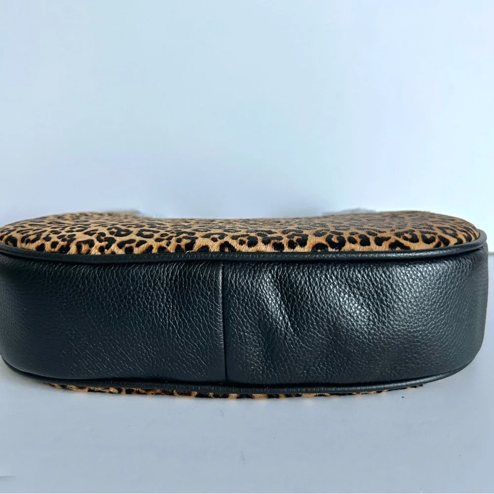 🍂NWT Talbots Leopard Calf Hair Crescent Shoulder Bag
